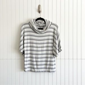 Lou & Grey Striped Short Sleeve Mock Neck Top